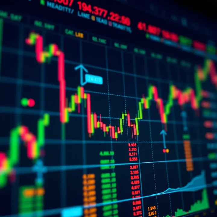 Illustration of algorithmic trading with digital charts and currency symbols representing automated binary options trading