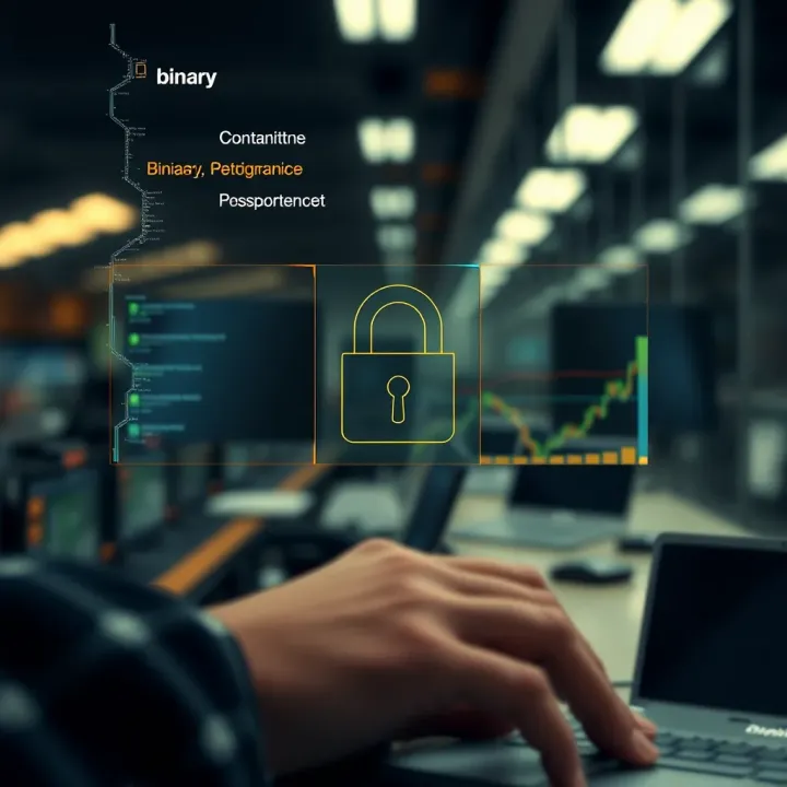 Visual representation of binary app security features and performance optimization techniques