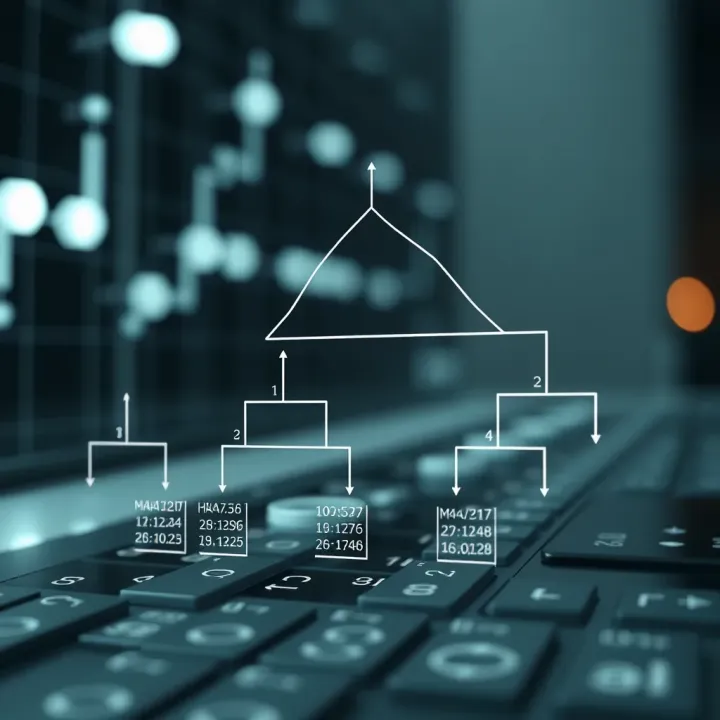 Diagram depicting a binary search tree structure with nodes representing sorted data points