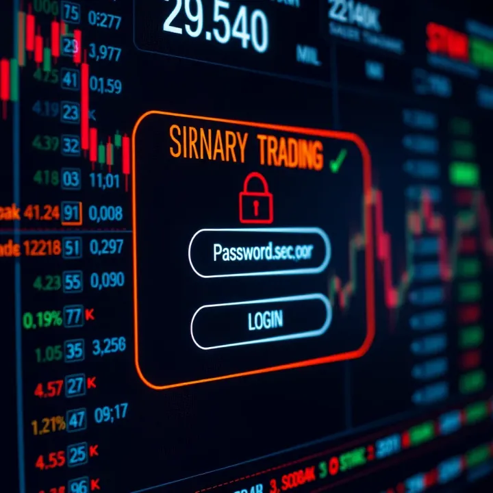 Secure login interface of a binary trading platform showing encrypted password entry