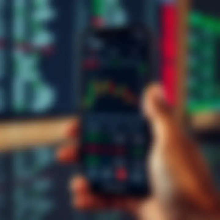 Mobile device displaying Forex trading app interface with charts and currency pairs relevant to Kenyan market