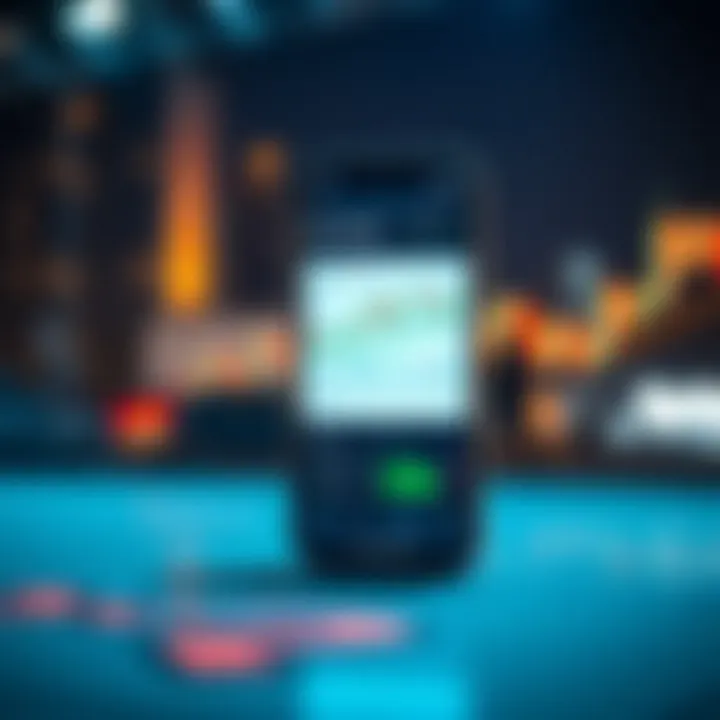 Mobile phone screen displaying a forex trading app dashboard with currency charts and analytics