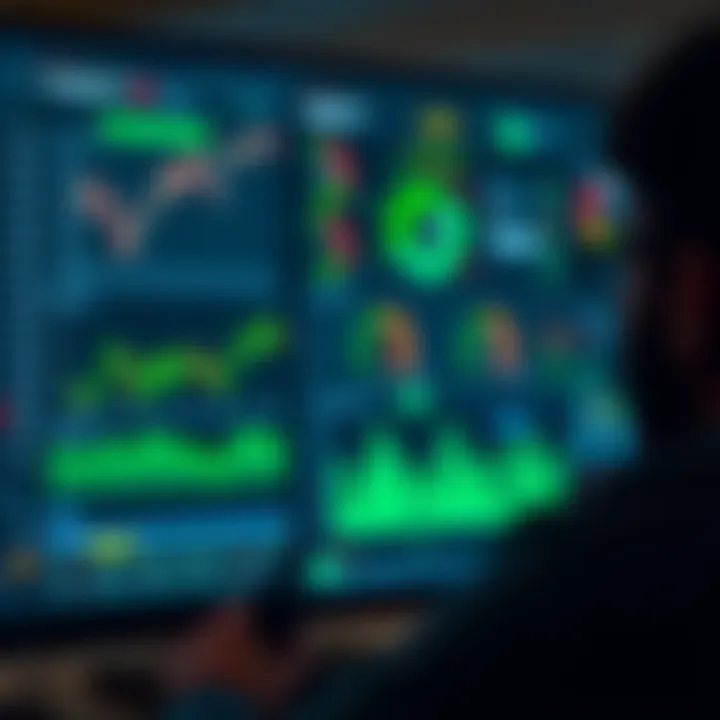 Continuous Monitoring and Review in Risk Management Graphical representation of continuous risk monitoring and review with data charts and alert indicators