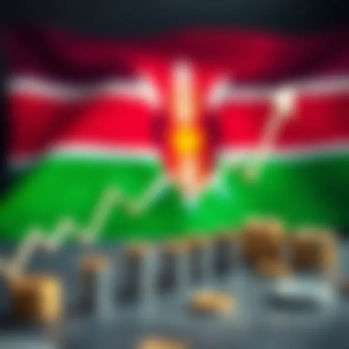 Graph showing upward trend with binary trading symbols and Kenyan flag in background