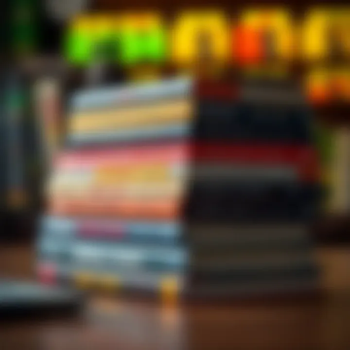 Stack of forex trading books with titles visible on financial markets and currency exchange