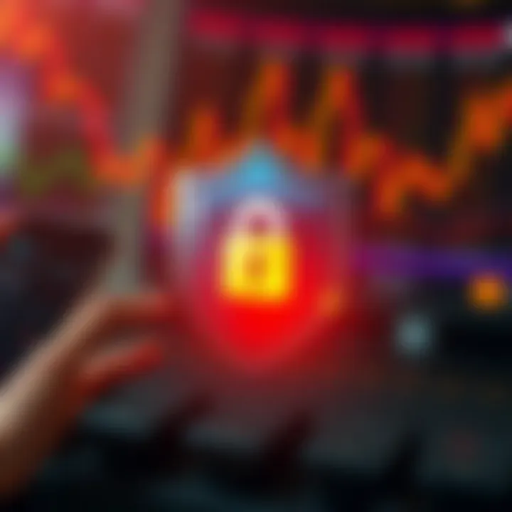 Secure shield icon overlay on smartphone representing safety features in forex trading apps