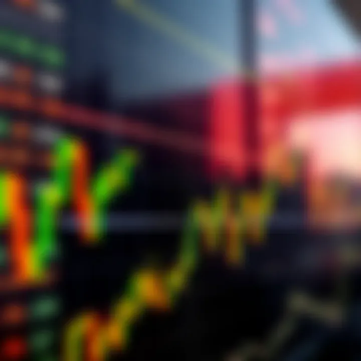 Illustration of forex market dynamics showing currency pairs and fluctuating chart lines