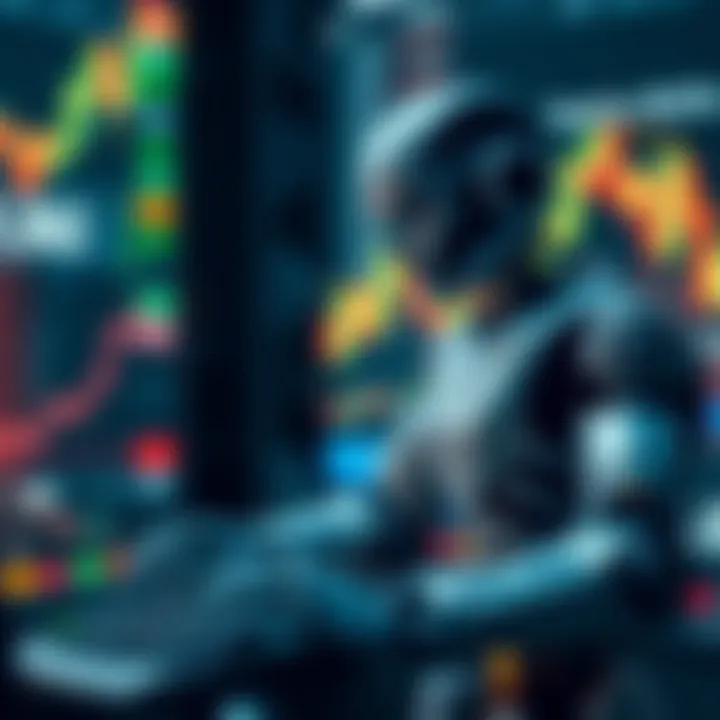 Conceptual illustration of forex market with automated trading software interacting with currency pairs