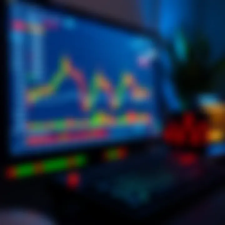 Illustration of a computer screen displaying forex trading platform interface with charts and analytics