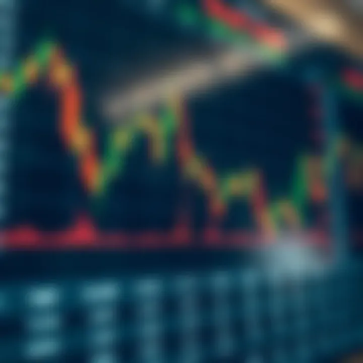 Chart showing currency exchange rates fluctuating on a digital trading platform