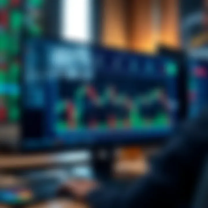 Computer screen displaying forex trading platform with charts and indicators