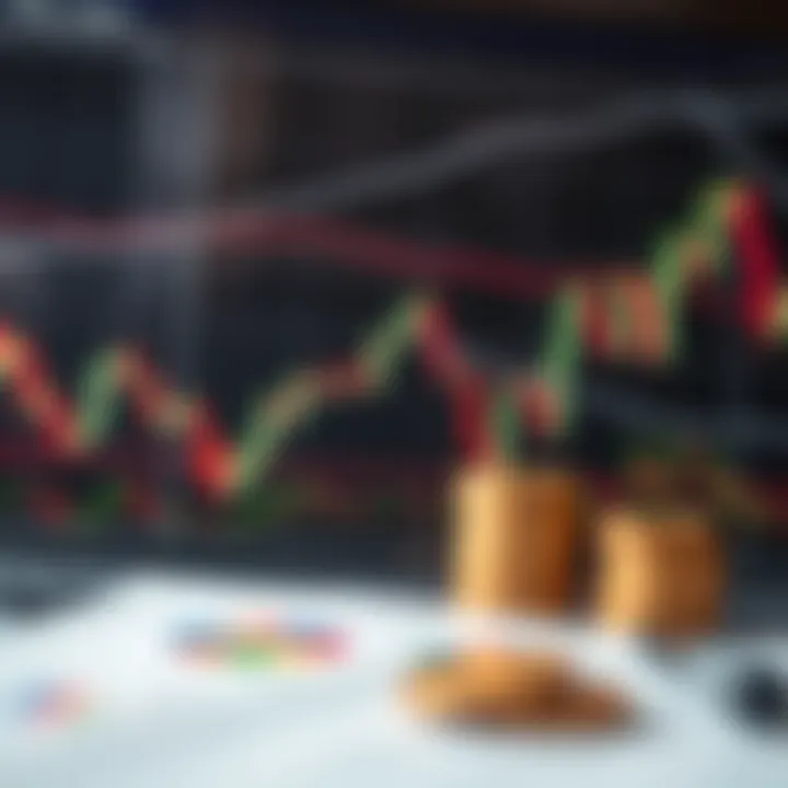 Graph showing volatile currency market fluctuations with candlestick patterns