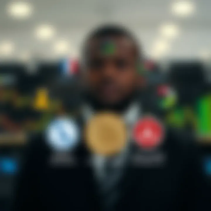 Visual representation of key broker features including regulation badges, account types, and risk management icons