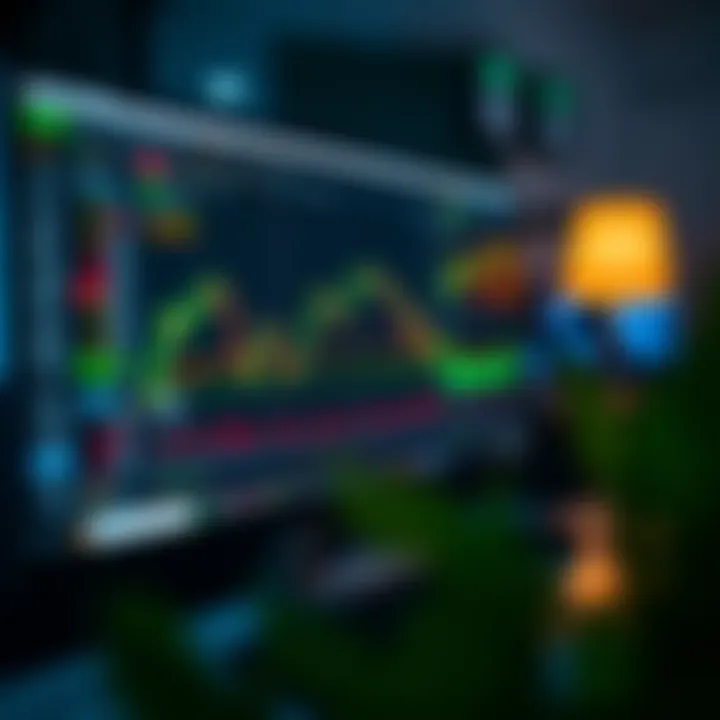Computer screen showing a forex trading platform interface with charts and trading options