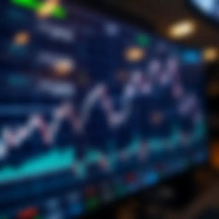 Graph showing currency exchange rate fluctuations on a digital trading platform