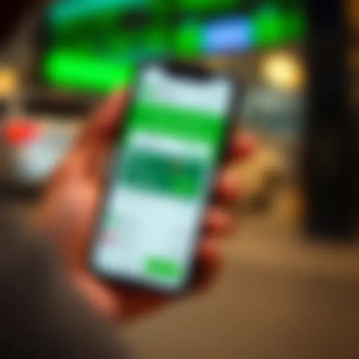 Mobile phone displaying a financial app with Kenyan M-Pesa payment option