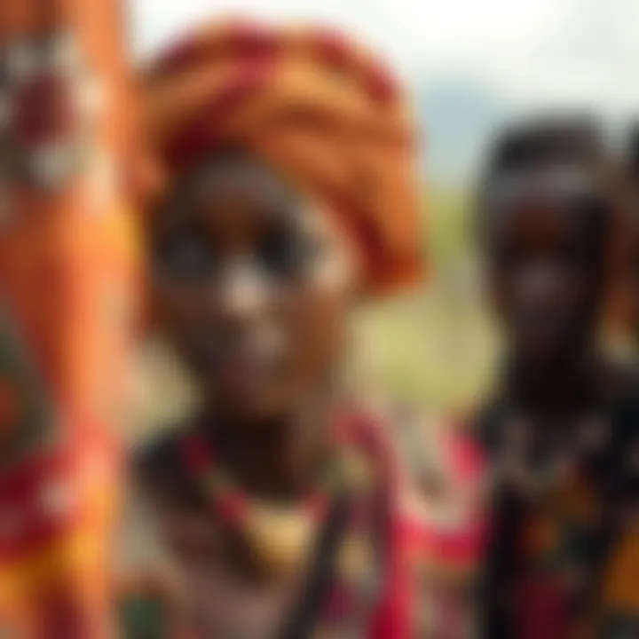Abstract depiction of cultural elements reflecting Kenyan traditions alongside non-binary identity expressions