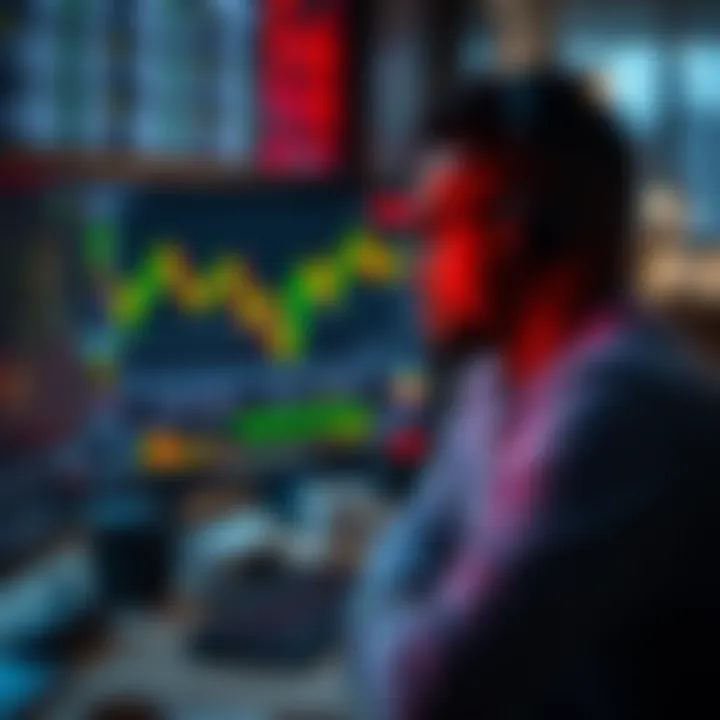 Illustration of practicing forex trading on a computer with risk-free virtual funds