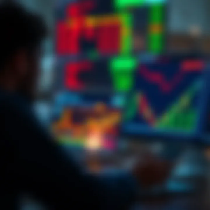 Illustration of a person analyzing financial data with charts and graphs related to forex trading