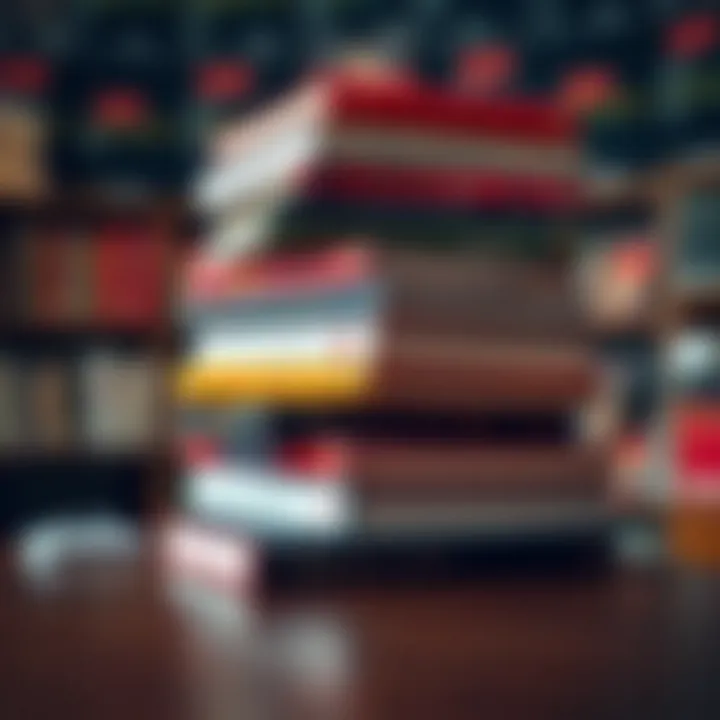 Stack of essential forex trading books for mastering market strategies and psychology