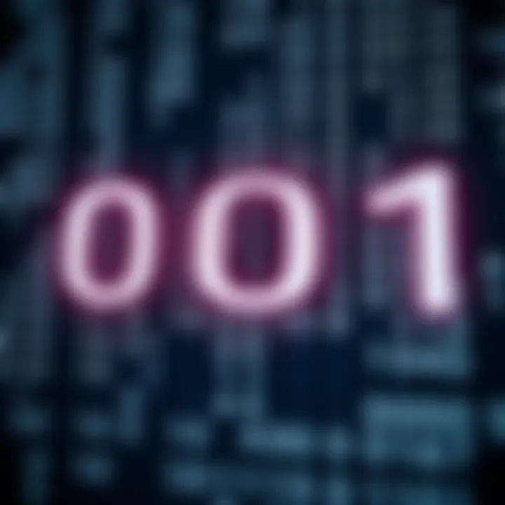 Diagram illustrating binary number system with digits zero and one in a computing context