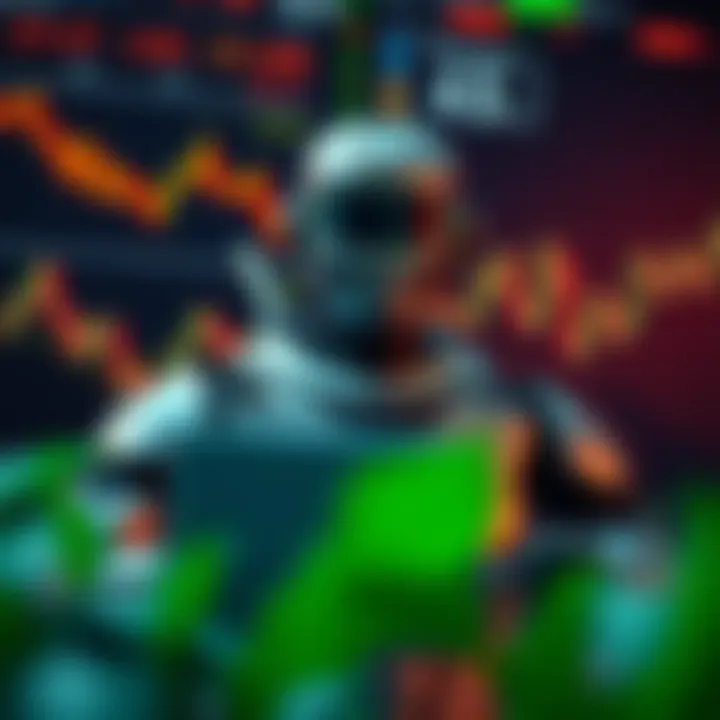 Binary Options Trading with Robotic Technology Conceptual graphic of binary options trading with robotic technology and financial charts