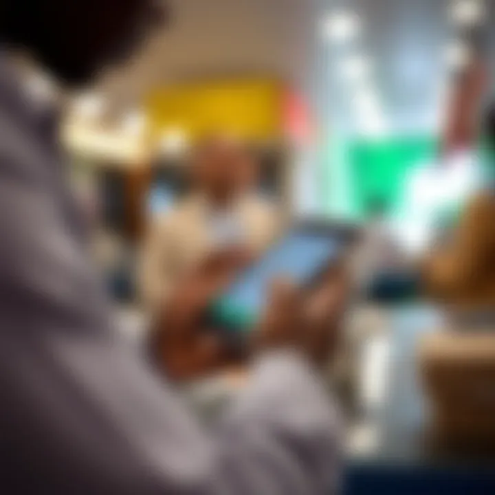 User interacting with a digital payment platform on a mobile device in a Kenyan context