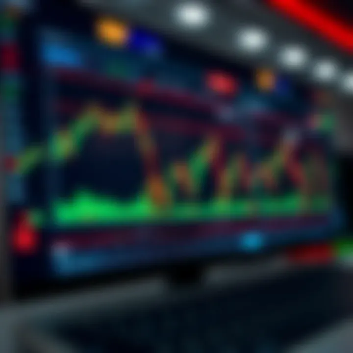 Illustration showing a digital trading platform with graphs and binary options interface