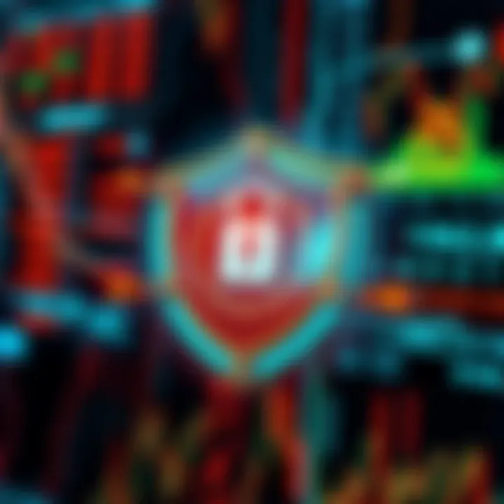 Secure shield protecting financial data with abstract cyber security elements