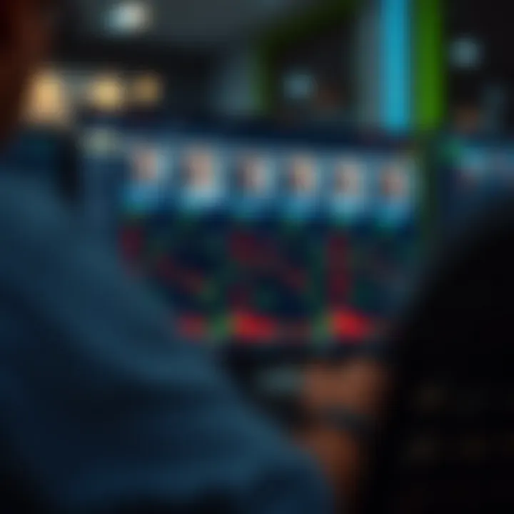 Illustration of a computer screen displaying multiple trader profiles with performance metrics highlighting choices for copying trades