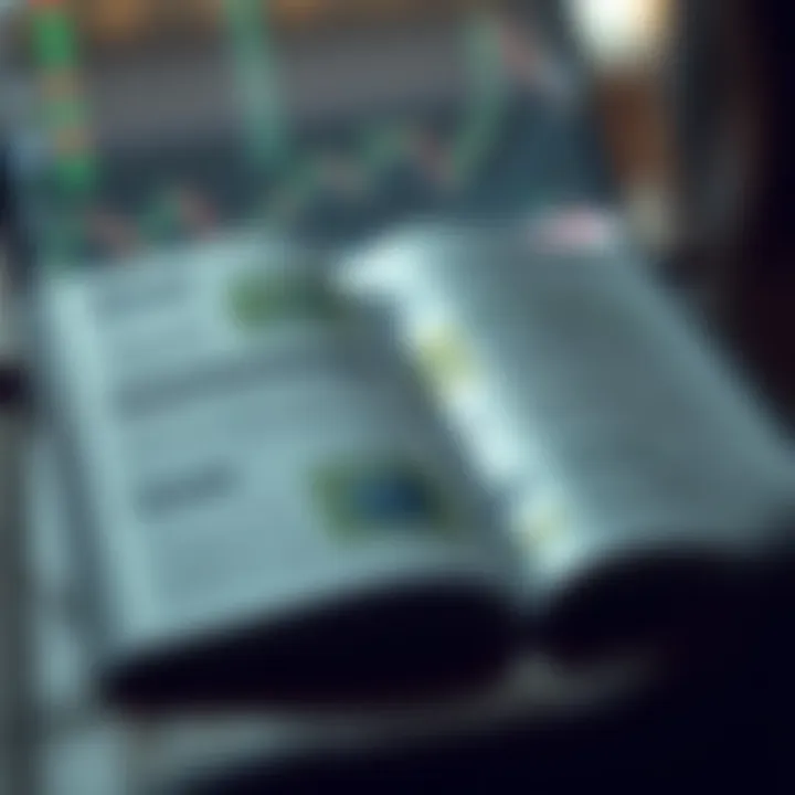 Open forex trading e-book displaying charts and currency symbols on a digital tablet