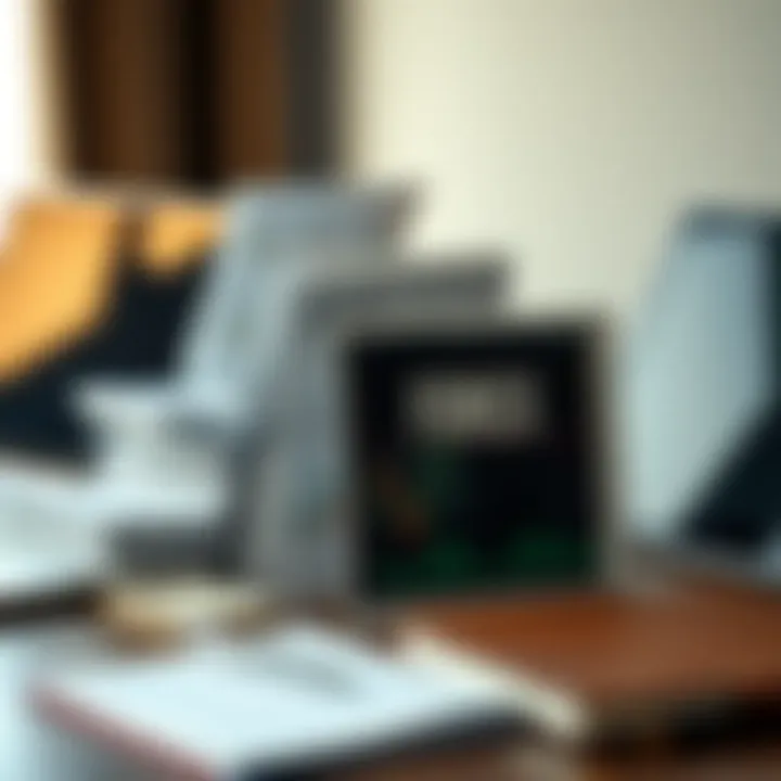Collection of forex trading PDFs and documents arranged alongside a laptop and a notebook