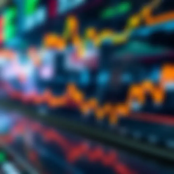 Graph showing currency exchange rate fluctuations in forex trading