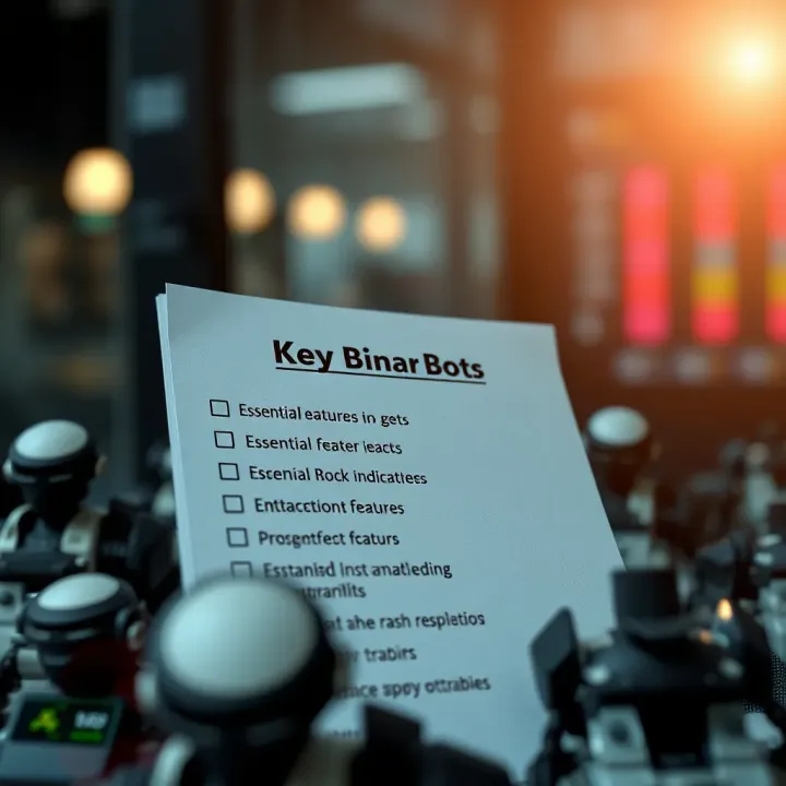 Checklist highlighting essential features and risk indicators for binary bot selection