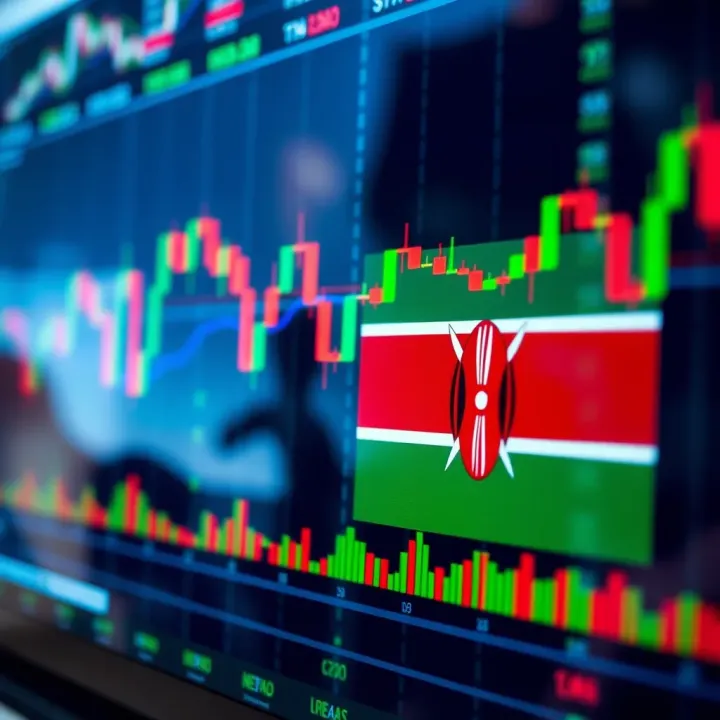 A graphical representation of forex market charts with Kenyan flag colors