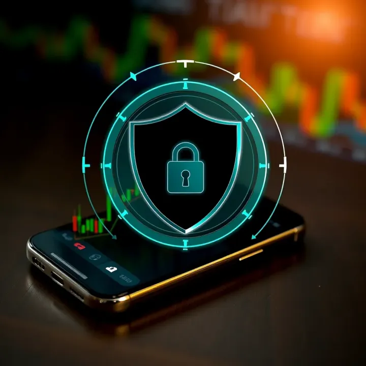 Security shield icon overlaying a smartphone representing secure forex trading in Kenya