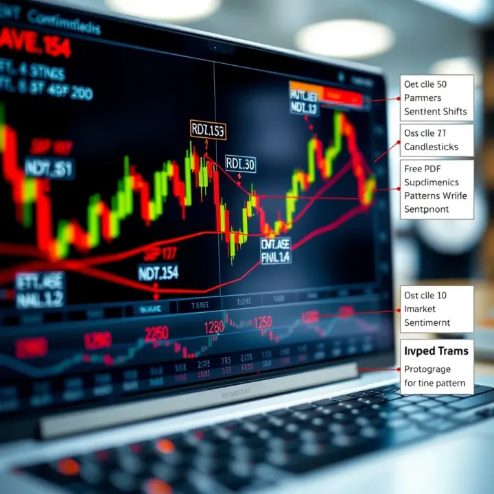 Visual chart displaying multiple candlestick patterns with annotations to explain market sentiment shifts