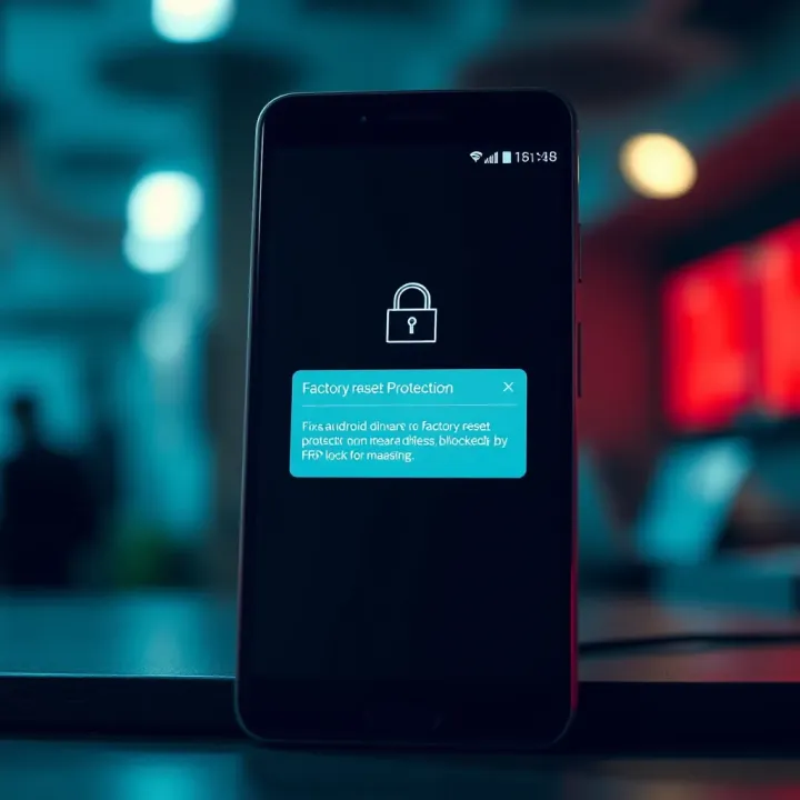 Diagram showing Android device locked due to Factory Reset Protection with warning notification