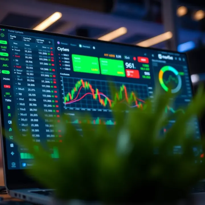 Customized dashboard showcasing binary options trading tools with real-time data from TradingView