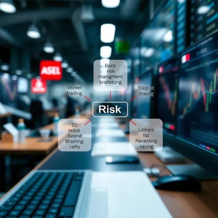 Diagram illustrating risk management techniques including diversification and stop-loss in binary options trading