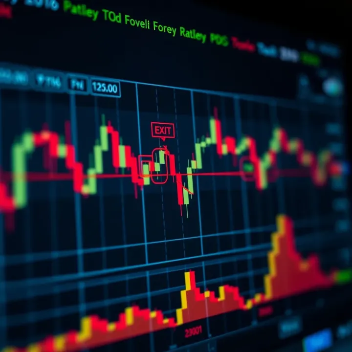 Candlestick chart illustrating common forex reversal patterns with highlighted zones for entry and exit points
