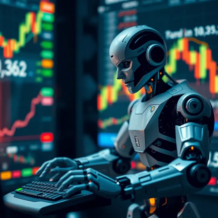 Conceptual illustration of forex market with automated trading software interacting with currency pairs