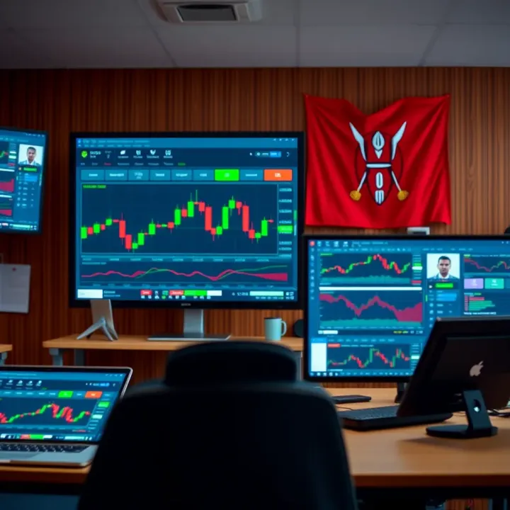 Digital classroom setup showing online forex trading course interface with interactive modules and Kenyan flag