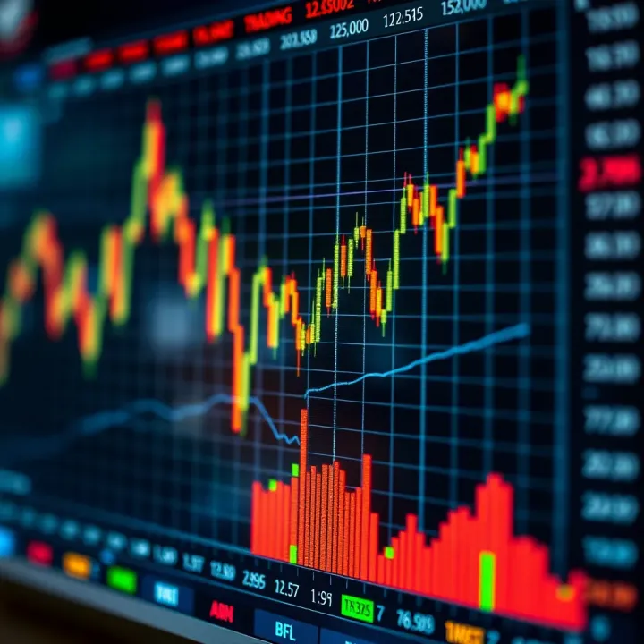 Graph showing currency exchange rate fluctuations in forex trading