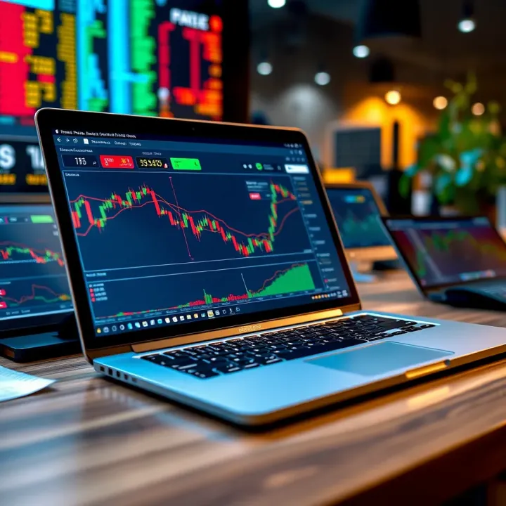Illustration of a laptop displaying popular forex trading platforms used by Kenyan investors