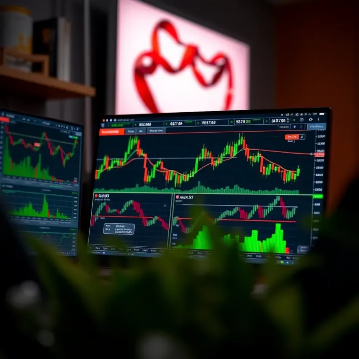 Computer screen displaying forex trading charts and market analysis
