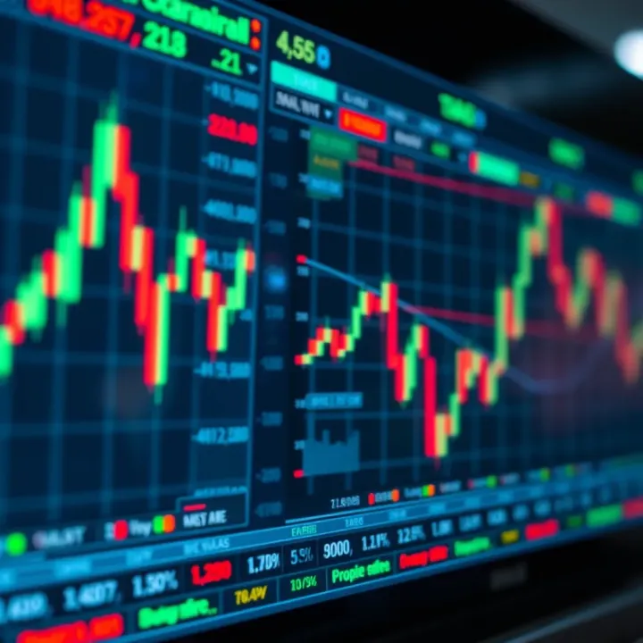 Digital interface showing forex trading charts and currency exchange data