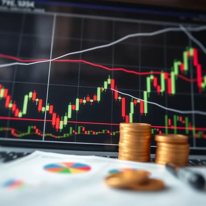 Graph showing volatile currency market fluctuations with candlestick patterns