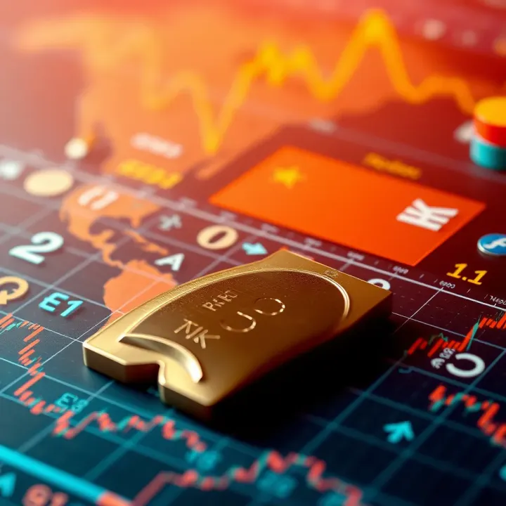 Illustration showing currency symbols representing global forex trading market