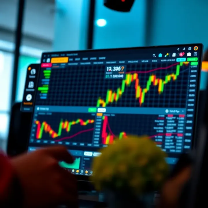 Screenshot of a user-friendly trading platform interface displaying real-time binary options charts and market trends
